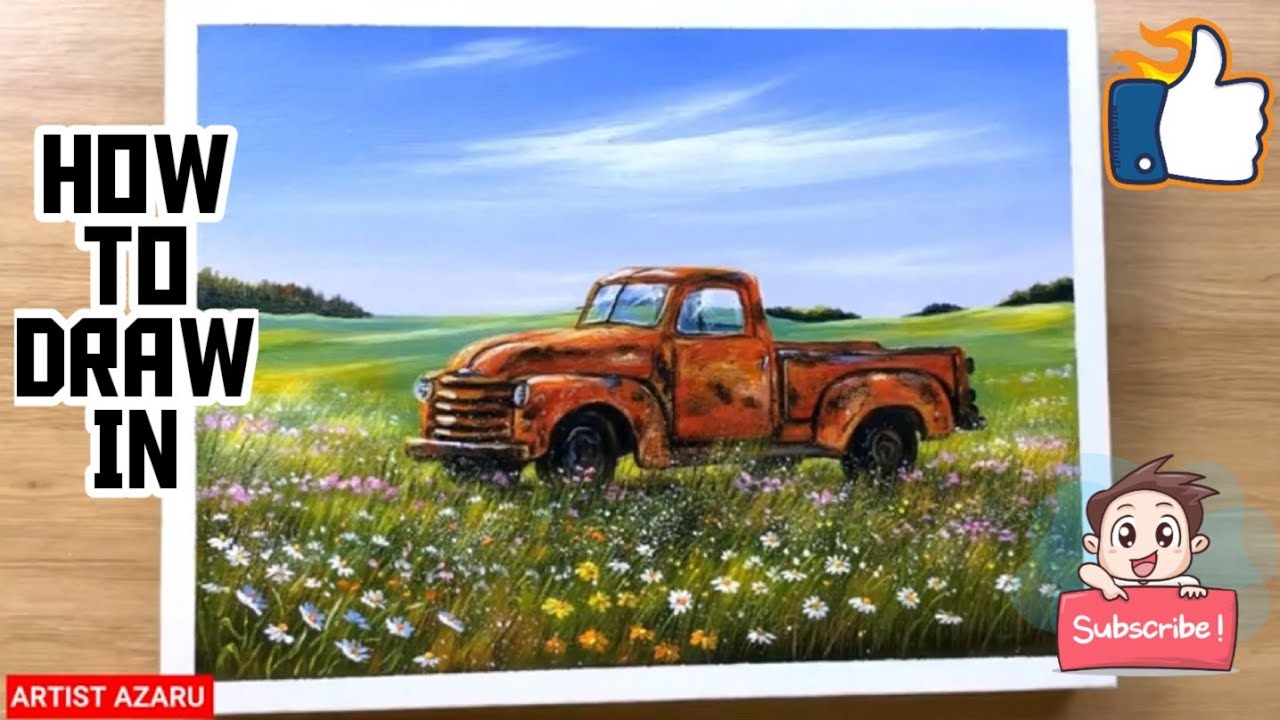 HOW TO DRAW CAR IN ACRYLIC PAINTING | ARTIST AZARU | 2020