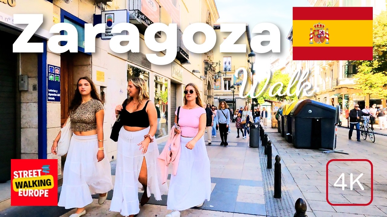 Zaragoza Spain 4K Walking Tour | City Walk Old Town in Summer