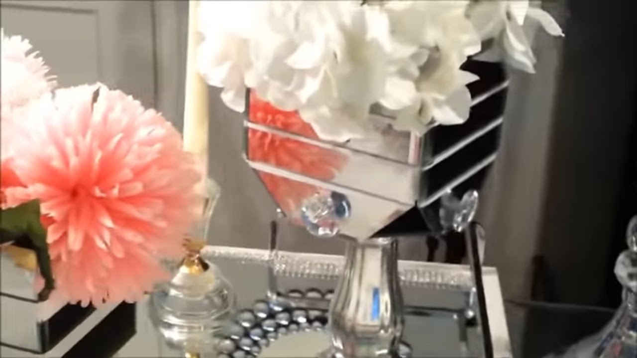 Girly Beautiful pink and Gold Mirror Flower Boxes  | Dollar Tree DIY