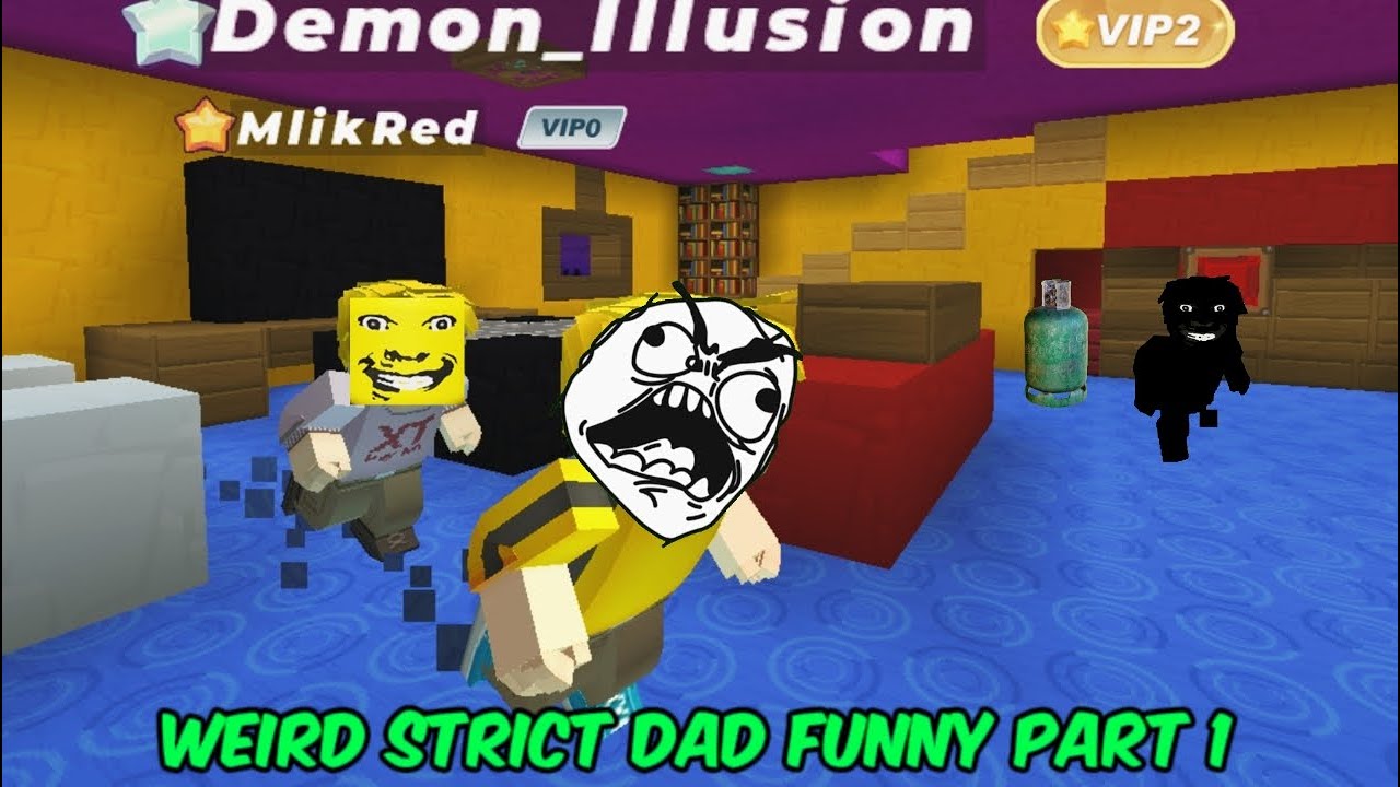Monster school : Sister Stay With Weird strict dad Funny Part 1# [Blockman Go]