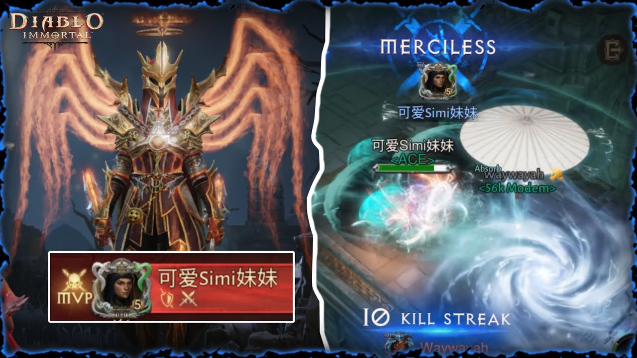 Diablo Immortal Battleground PVP - Merciless Tempest Using Vortex, wind walk, Rolling Surf Build