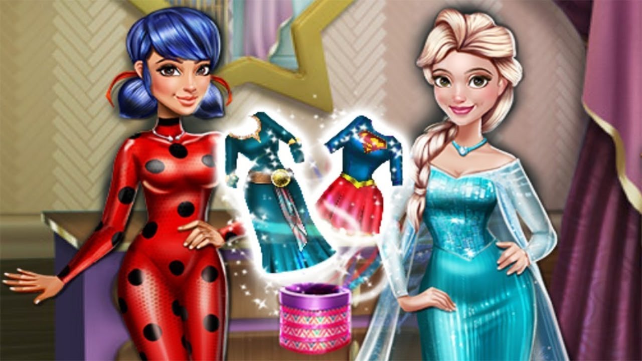 Princess Elsa and Ladybug - Dolly Role Play Dress Up - Girls Game