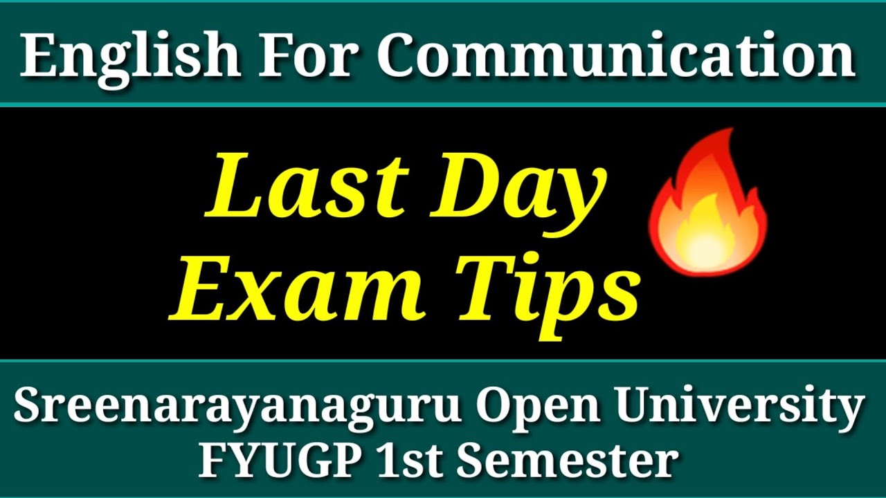 Last Day Exam Tips|English For Communication|Pass ആയിരിക്കും....|SGOU FYUG 1st Semester