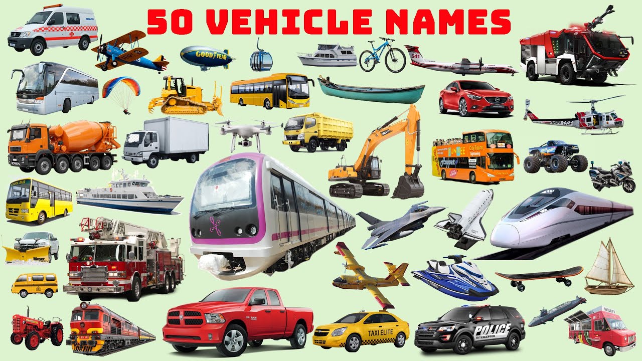 50 Vehicle Names in English | Types of Vehicles | Mode of Transport | Vehicles Vocabulary