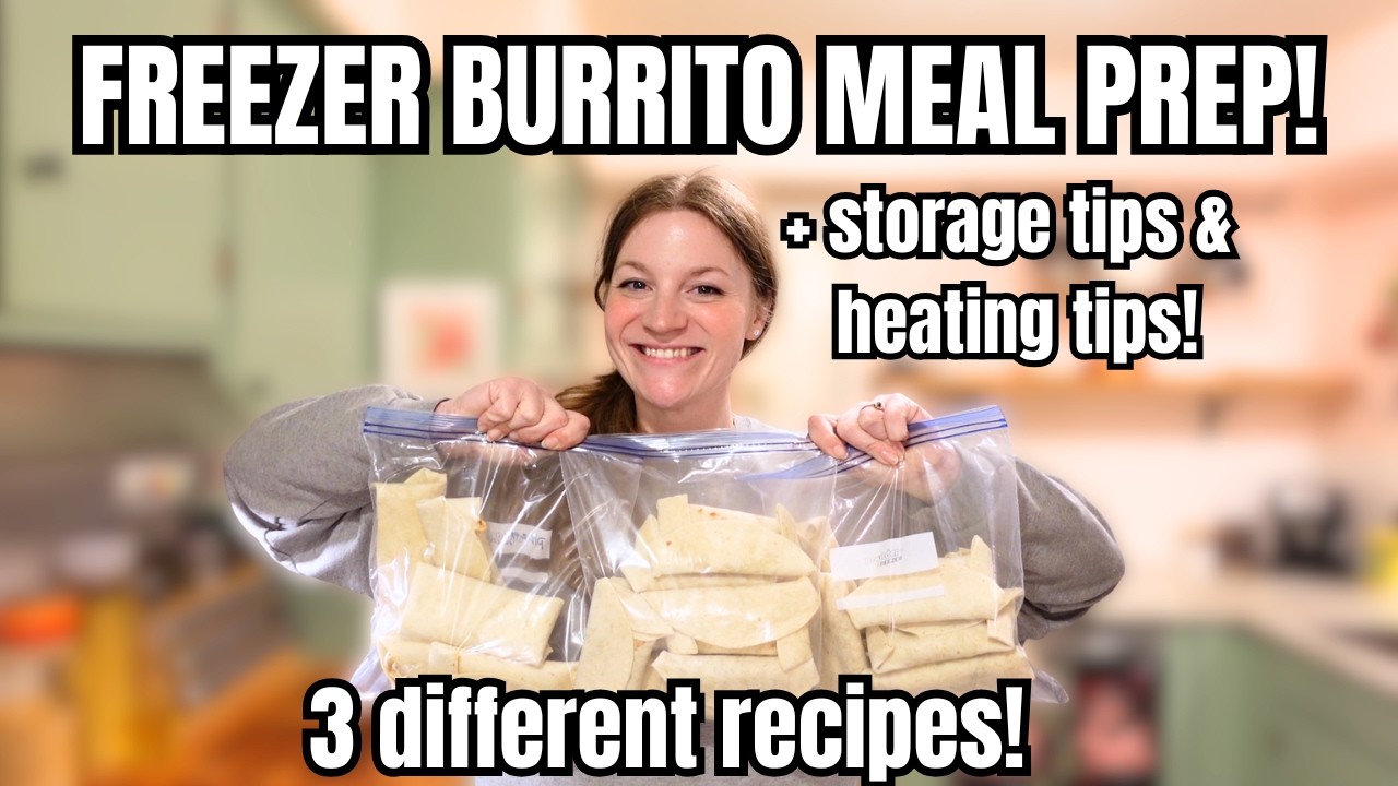 Freezer Burrito Meal Prep! Single Serving Chicken Alfredo Burrito, Meatless Bean and Pizza Burritos