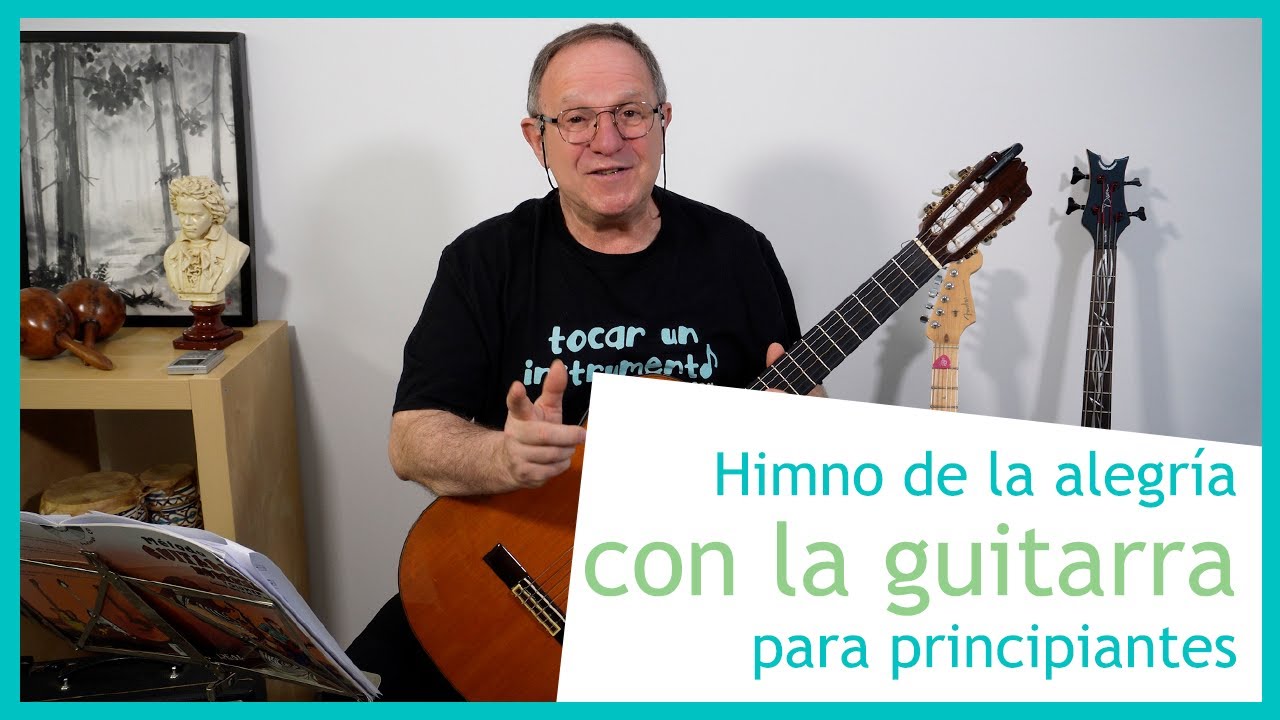 🎸Himno de la alegría en guitarra para principiantes. Melodía y acompañamiento, muy fácil. Clase 034
