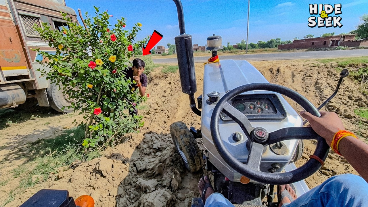 Hide & Seek | Brother Fell Down! 😱 Tractor Driving POV Vlog 4K