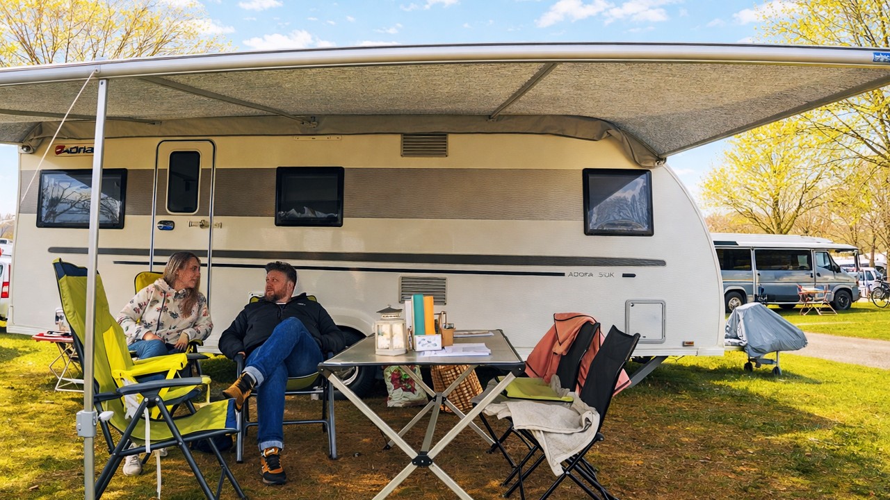 Camping zu Ostern mit dem Wohnwagen beim Campingplatz Luxoase
