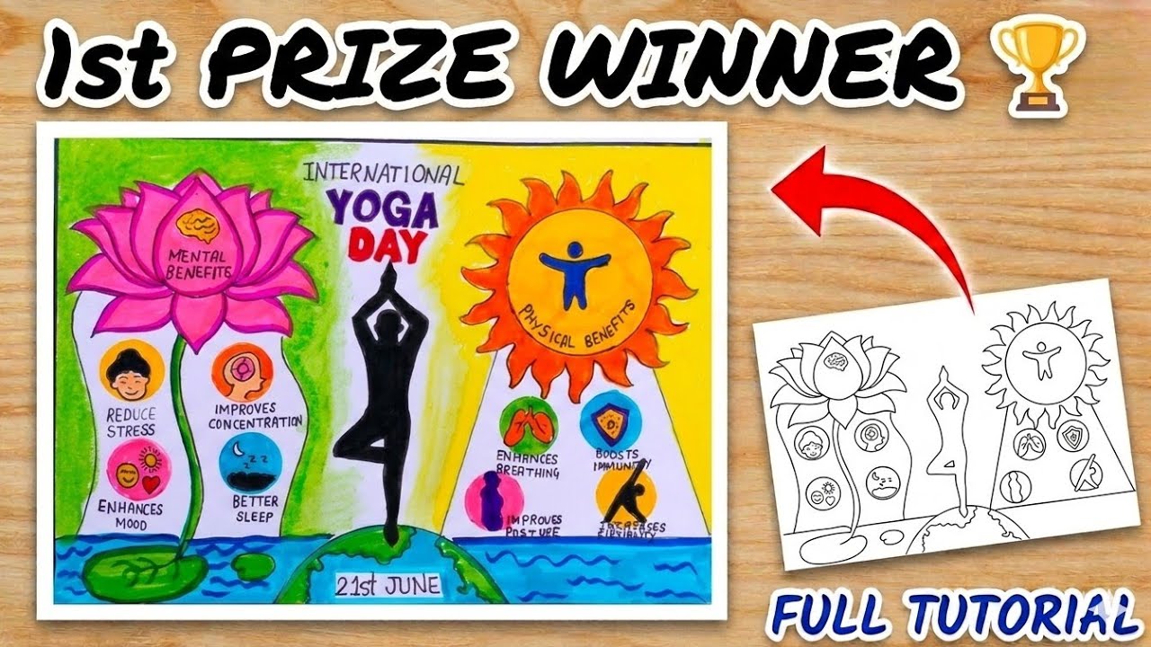 International Yoga Day Drawing /Yoga Day Drawing / Yoga Day Poster Drawing / Yoga Drawing / Yoga Day