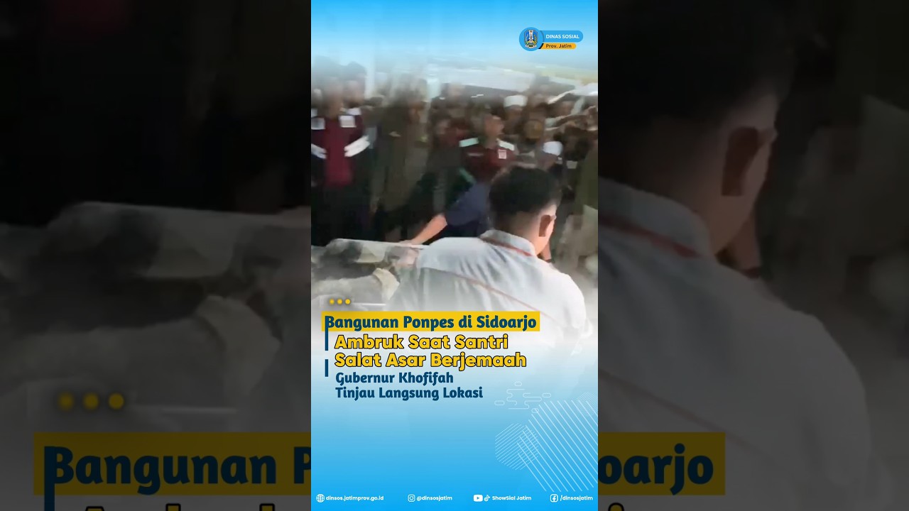 Bangunan Musala di Asrama Putra Pondok Pesantren Al Khoziny, Desa Buduran, Sidoarjo, Ambruk...