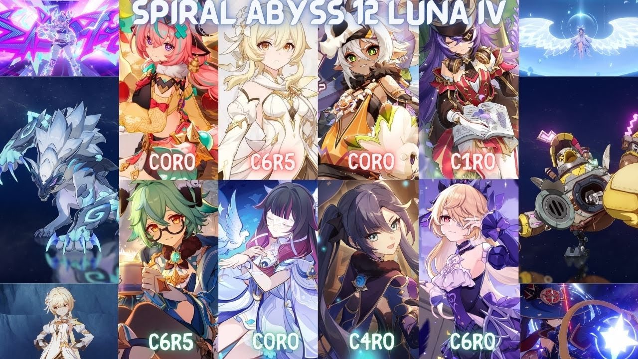 Genshin Impact Luna IV Spiral Abyss 12 | Varesa Pyro Lumine Overload & Hexerei Columbina Team | [原神]