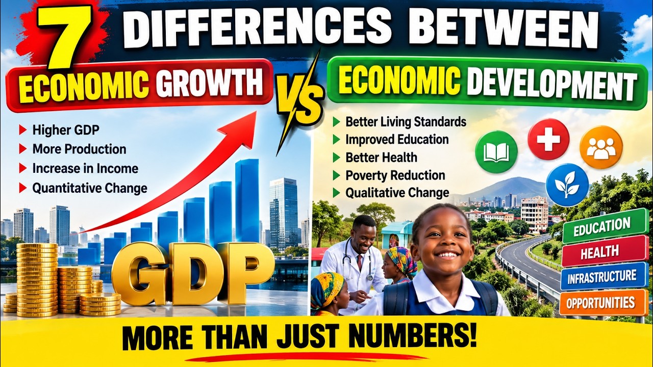 7 DIFFERENCES BETWEEN ECONOMIC GROWTH AND ECONOMIC DEVELOPMENT