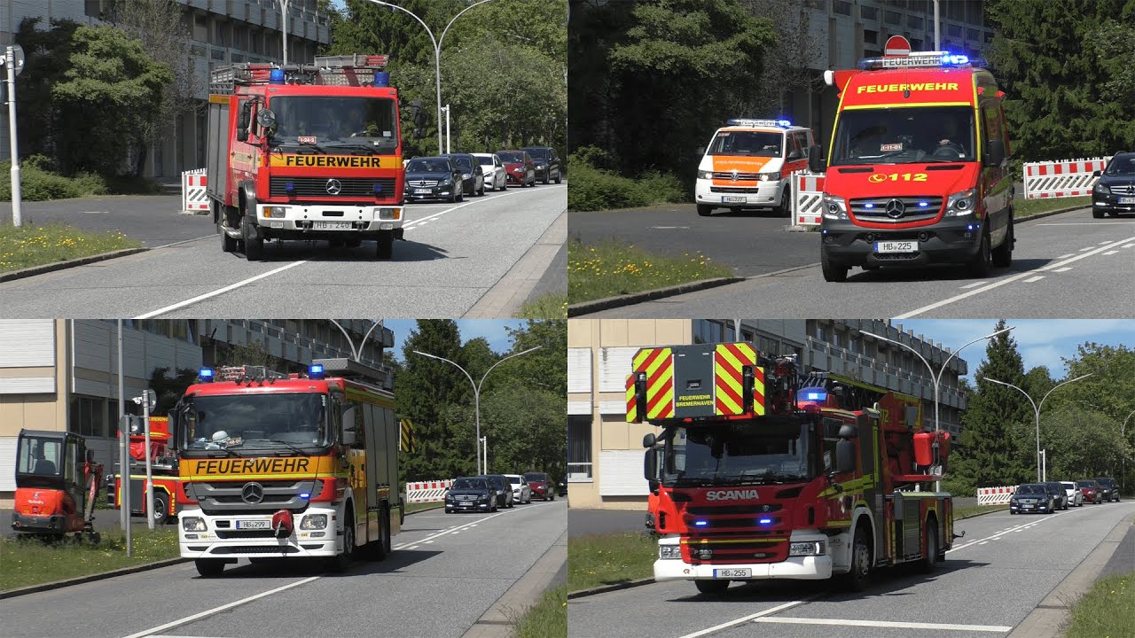 [Feuermeldung auf Schiff] Einsatzfahrten Feuerwehr Bremerhaven