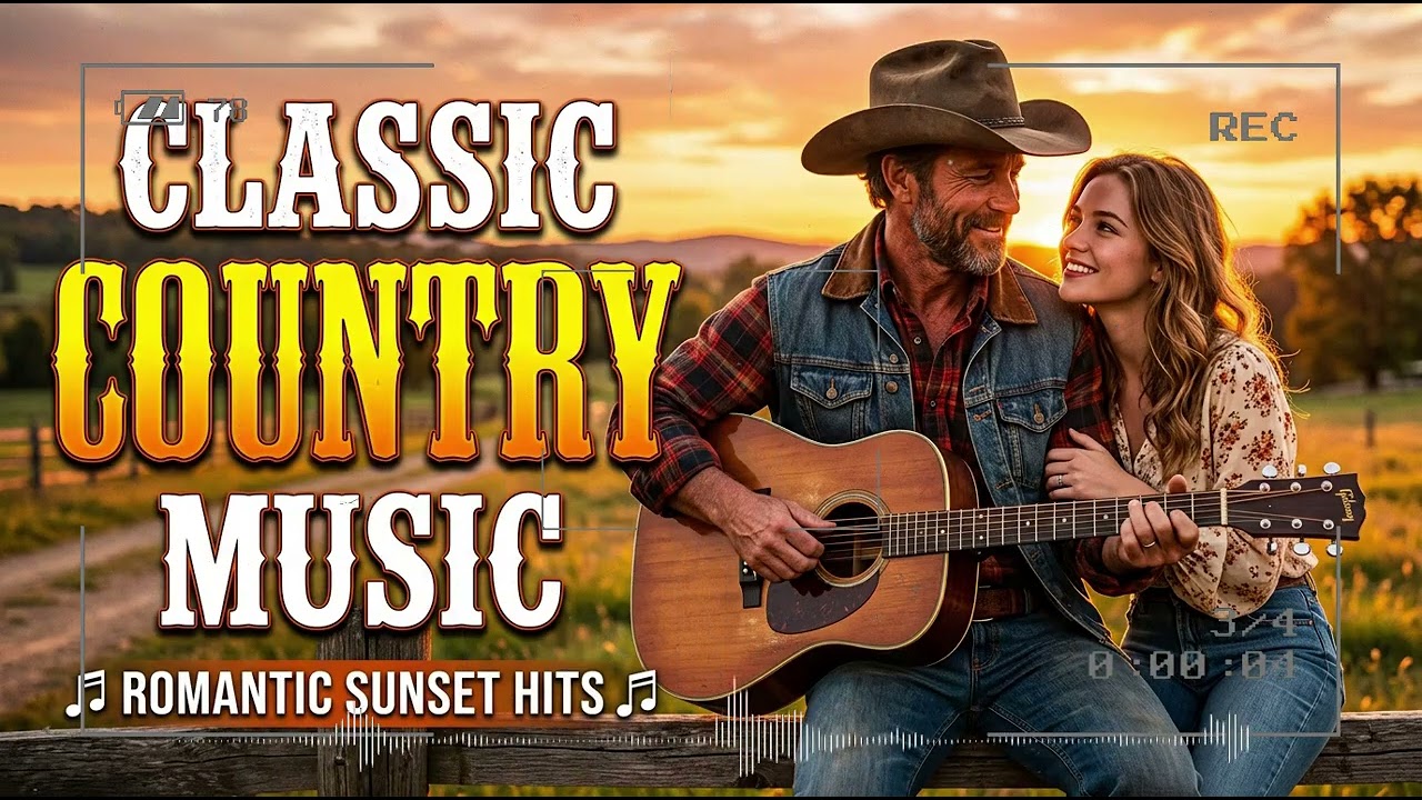 Lonely Country Road at Sunset – Relaxing Classic Country Music for Peaceful Evenings