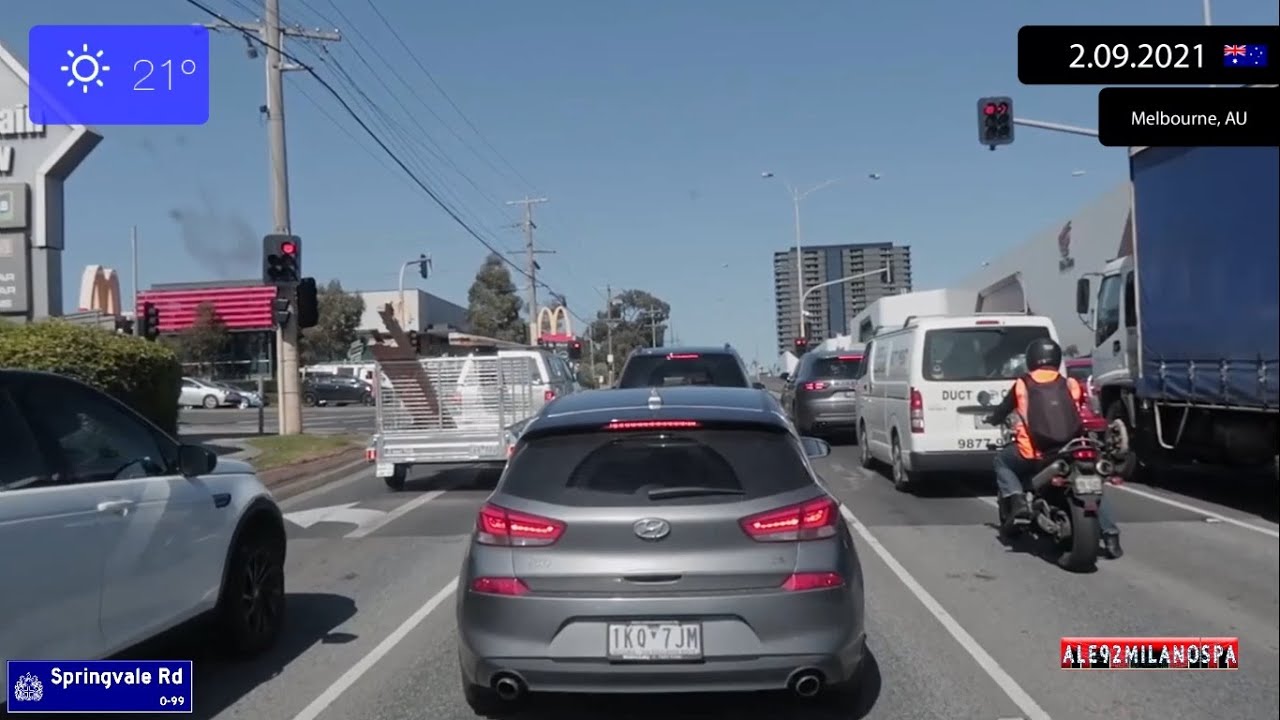 Driving through Melbourne (Australia) from Manningham to Greater Dandenong 2.09.2021 Timelapse x4