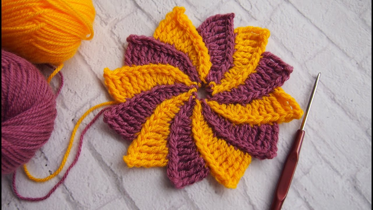 🌸Мотив Мельница ПОШАГОВО. Цветы крючком для украшения Урок 185 Crochet motif.flower crochet