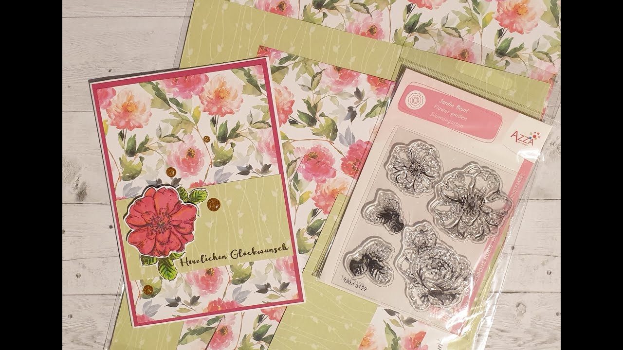 Karten basteln / Blumen Gl&uuml;ckwunsch / AZZA / Stempel / Papier / Creative ID