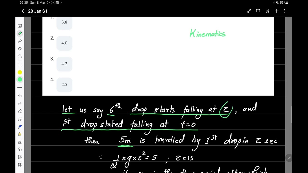 JEE Mains 2026 (28 Jan Shift 1) Physics Solution: Falling Water Drops Kinematics