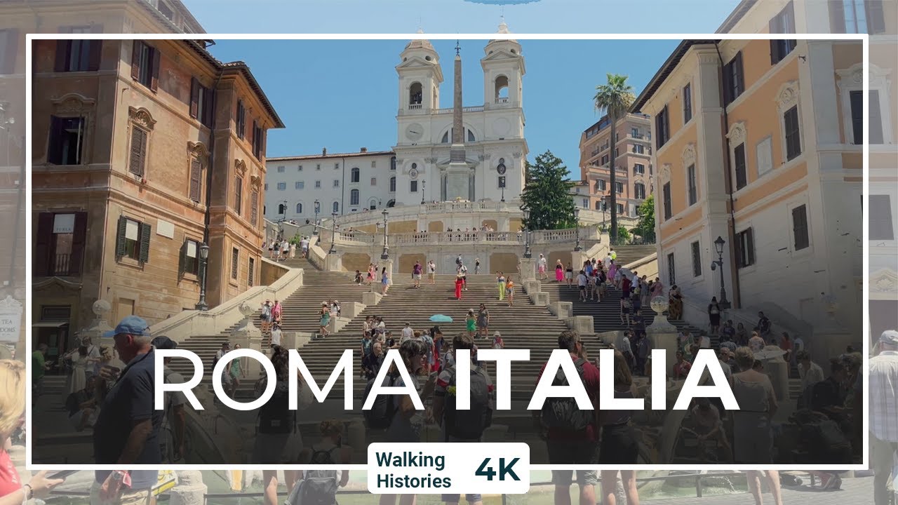 The Spanish Steps, Piazza di Spagna Rome and Fontana della Barcaccia | 4K Rome Walking Tour