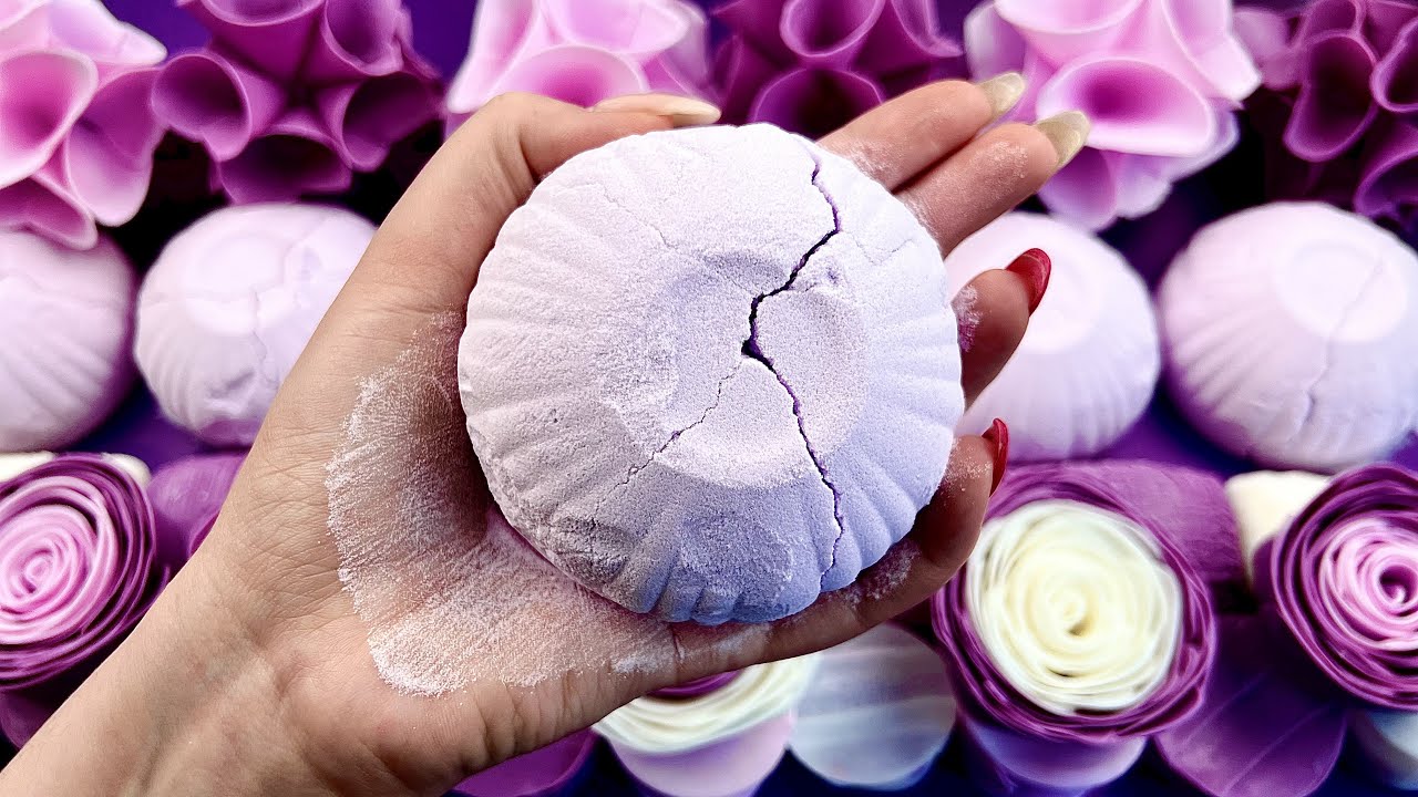 ASMR Crushing soap boxes with glitter 💜 Cutting soap cubes 💜 Baking soda crunchy 💜