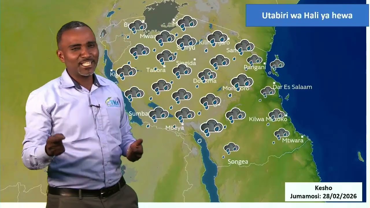 Utabiri wa hali ya hewa wa saa 24 zijazo kuanzia saa 3 usiku wa leo tarehe 27 Februari 2026