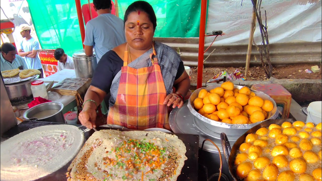 Early Morning Breakfast Ravva Dosa | Mysore Bonda | Pesarattu | Poori | Indian StreetFood #ravvadosa