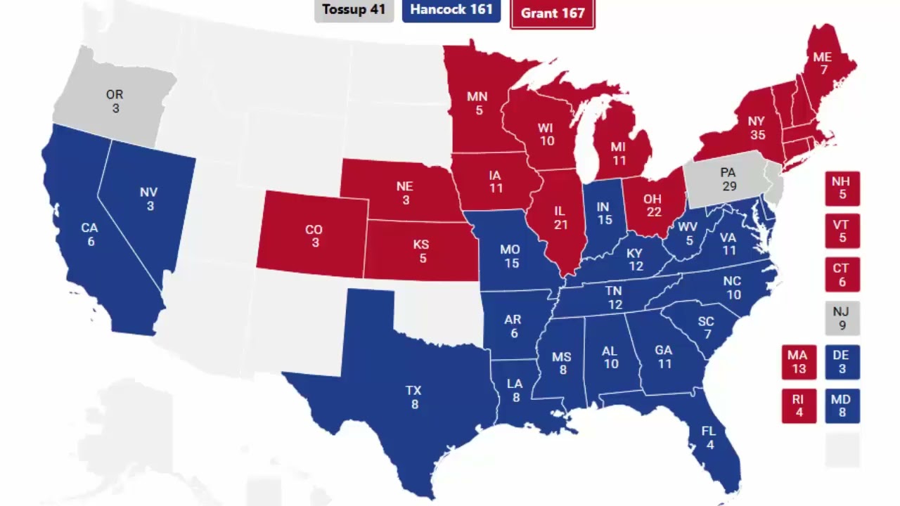 Alternate History 1880 Election Prediction - Winfield Hancock vs Ulysses Grant