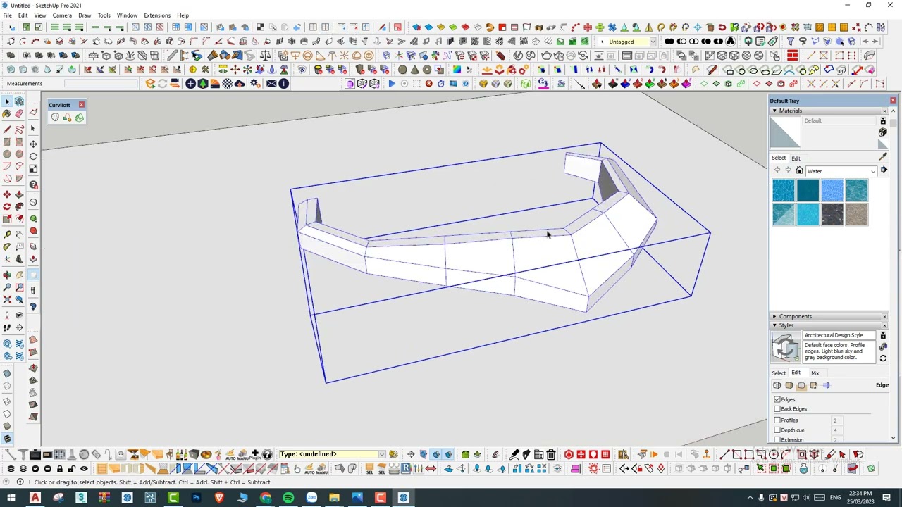 Cách dựng hình quầy reception từ sketchup bằng plugin Curviloft, SubD, Fredo6, QuadFace, Vertex