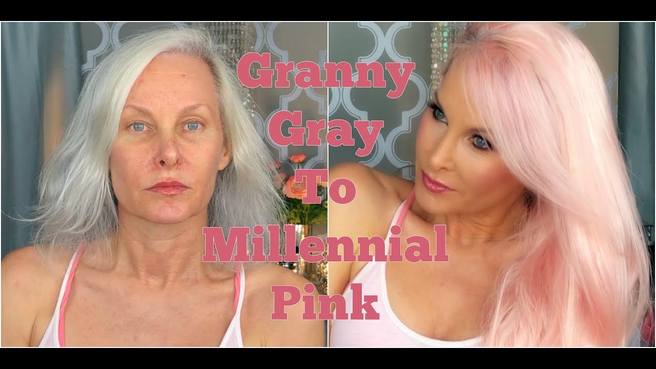 Granny Gray To Millennial Pink: Custom Temporary Hair Color, Wig Application, Makeup