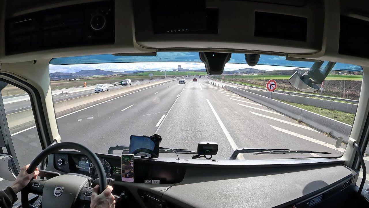 Pov Truck Driving in France.Clermont-Ferrand - Aire du Cezallier A75