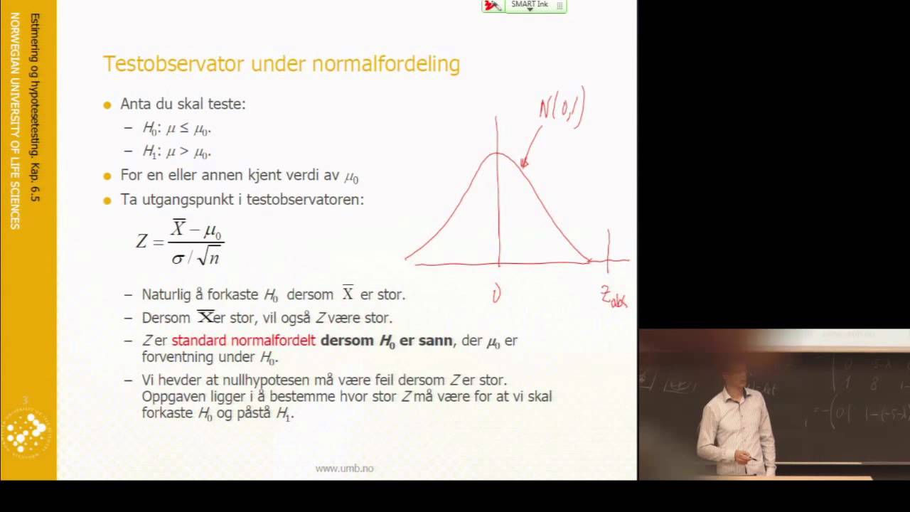 F11.3_Hypotestetesting under normalfordeling -  Statistikk grunnkurs (NMBU)