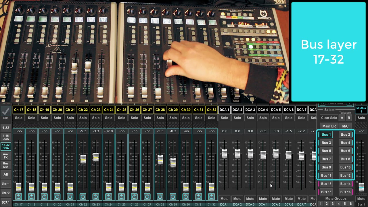 OsiMIDI Stage 1.6 - Controlling X32 Rack mixer with Behringer X-Touch and X-Touch Extender