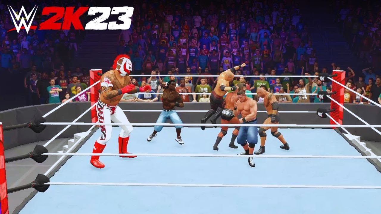 WWE 2K23 Giant Rey Mysterio vs WWE Mini Superstars