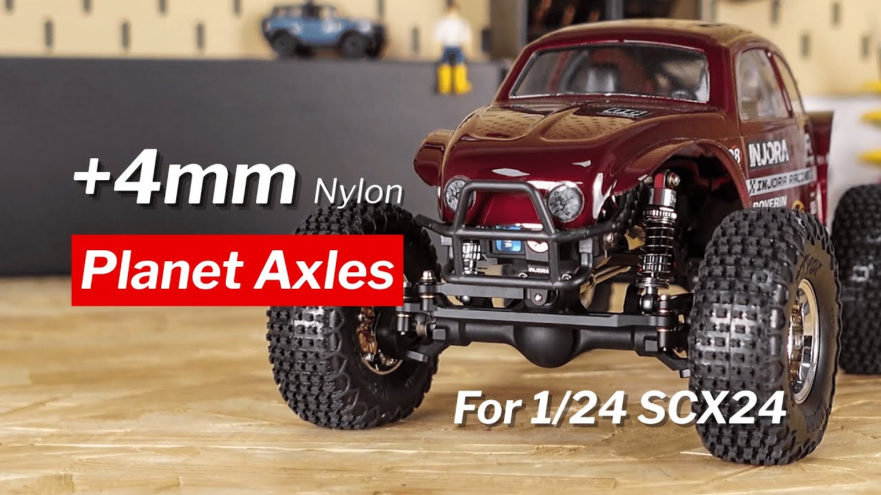 INJORA +4mm Nylon Planet Axles w/ Double Joint Shafts & Brass Steering Knuckles for 1/24 Axial SCX24