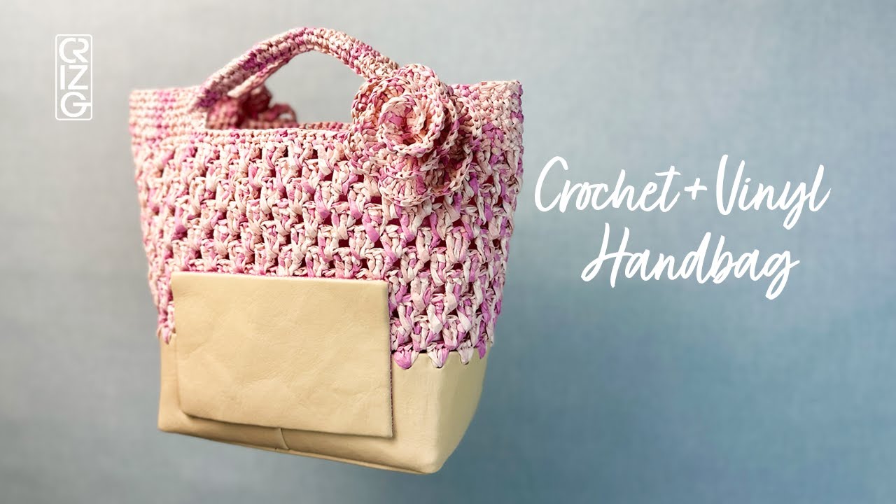 How I made a Crochet + Vinyl Handbag. Experiment with crochet. DIY