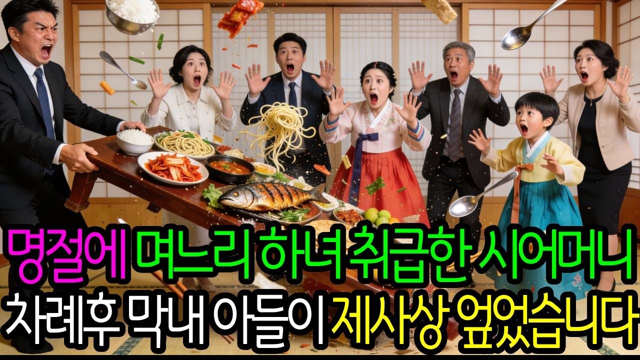명절에 며느리 하녀 취급한 시어머니 차례후 막내아들이 제사상 엎었습니다