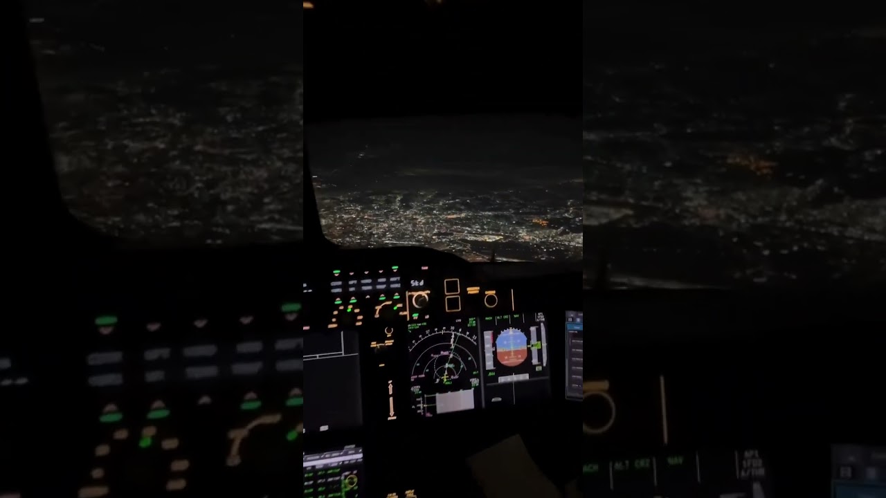 A350 Cockpit By Night - Dubai Airport