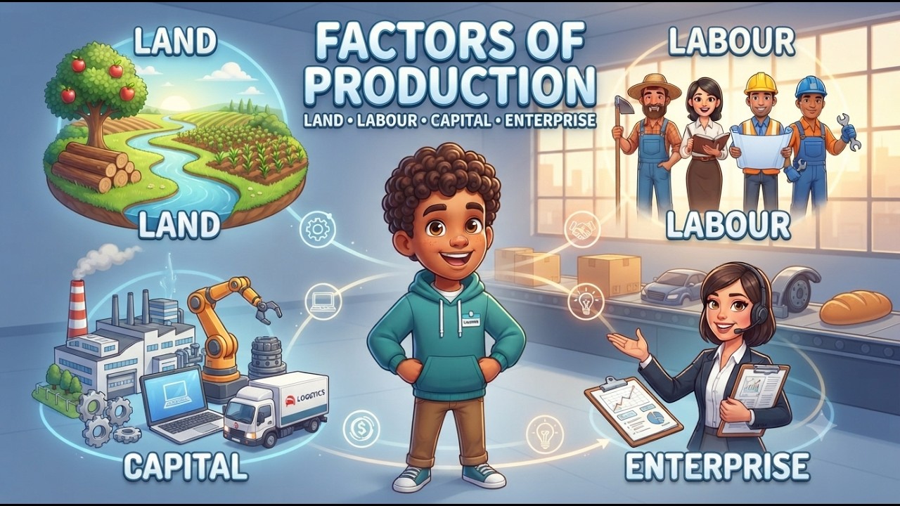 Factors of Production Explained: Land, Labour, Capital & Enterprise | Economics