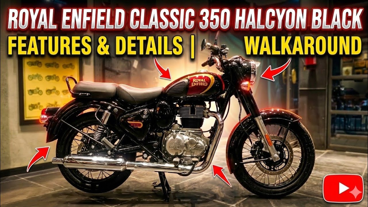 Royal Enfield Classic 350 Halcyon Black🖤: Pure Retro Charm 🔥||walkaround 
