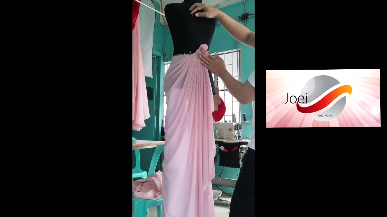How to make Skirt Draping 如何制作裙子垂褶 كيفية جعل تنورة اللف