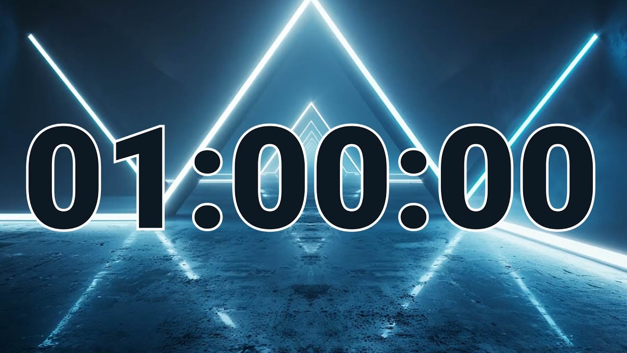 Big Number 60 Minute Timer – Cyberpunk Synthwave Countdown for Focus & Study