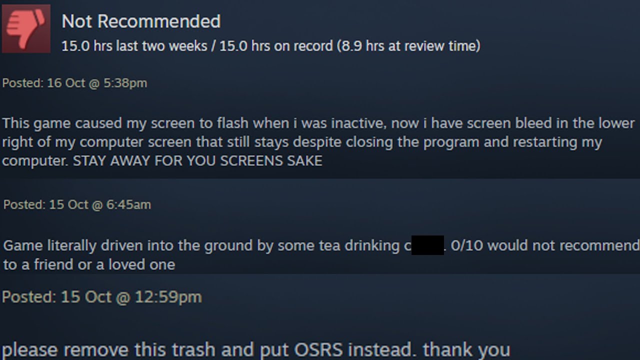 So I read some RuneScape Steam reviews