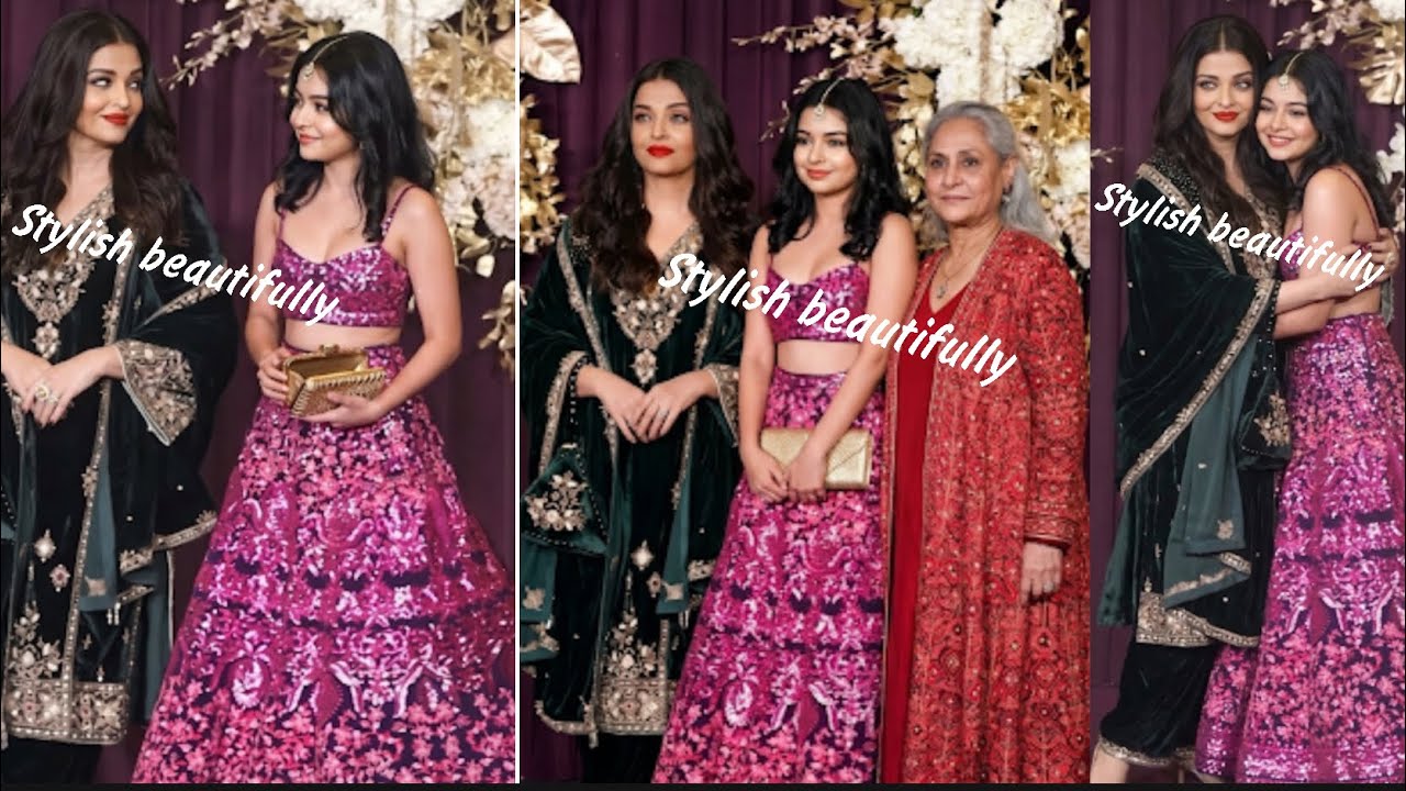 Aaradhya bachchan Aishwarya rai jaya bachchan  at Arjun Tendulkar reception party posing together 😳