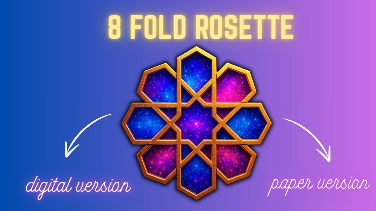 8-fold Islamic Geometric Rosette for Beginners | Step-by-Step Tutorial