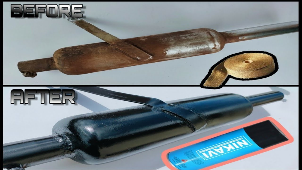 OLD BULLET BLACK SILENCER PAINT AND WRAP || EXHAUST AND BEND PIPE RESTORATION || SKB ||.