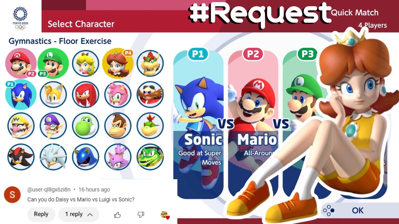 MARIO AND SONIC AT TOKYO 2020 | Gameplay (4 Players) | Sonic VS Mario VS Luigi VS Daisy