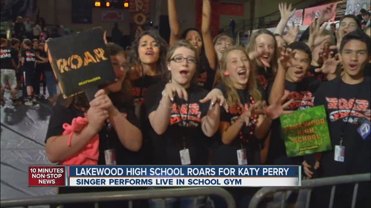 On the floor with Lakewood High School students, as Katy Perry performs