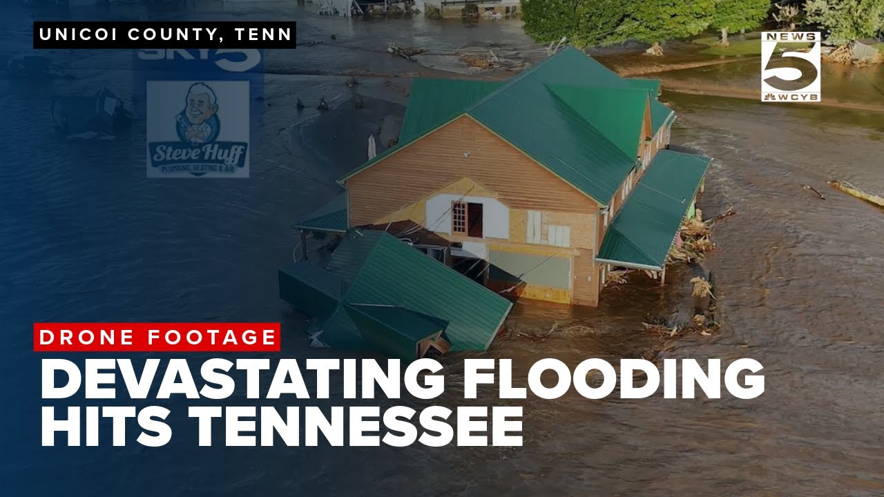 DRONE FOOTAGE: Devastating flooding in Unicoi County, Tennessee after Hurricane Helene
