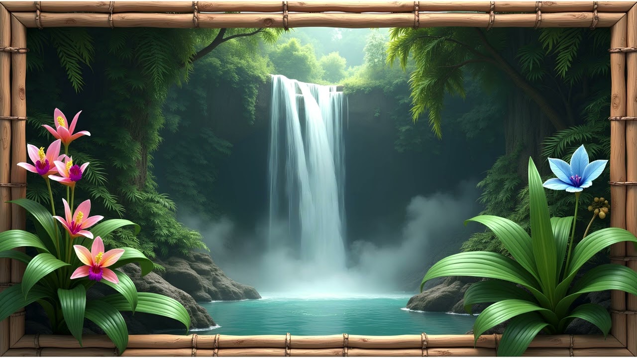Frame TV Art 4K: Floral Art TV 3D Waterfall and Samsung Smart TV Art Screensaver