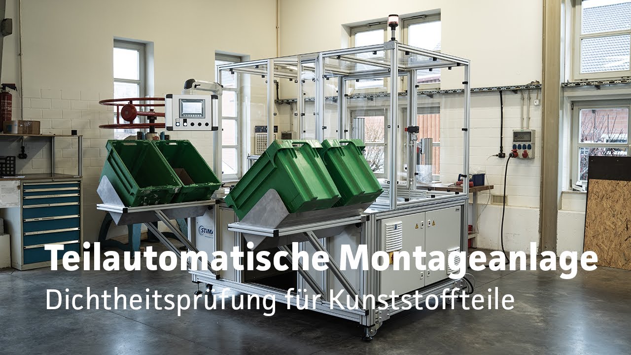 STiMA Teilautomatische Montageanlage mit Dichtheitsprüfung für Kunststoffteile | Sondermaschinenbau